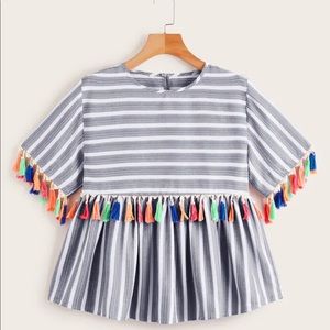 SHEIN Tassel peplum top